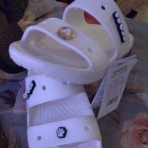 CROCS White Sandals with Black Accents